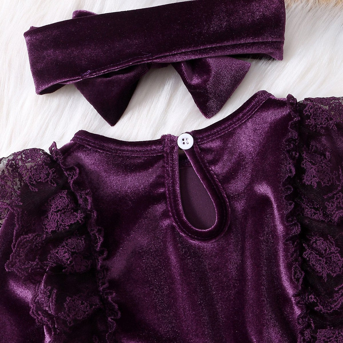 Vintage Princess Toddler Baby Girl Long Sleeve Velvet Ruffle Tutu Lace Dress