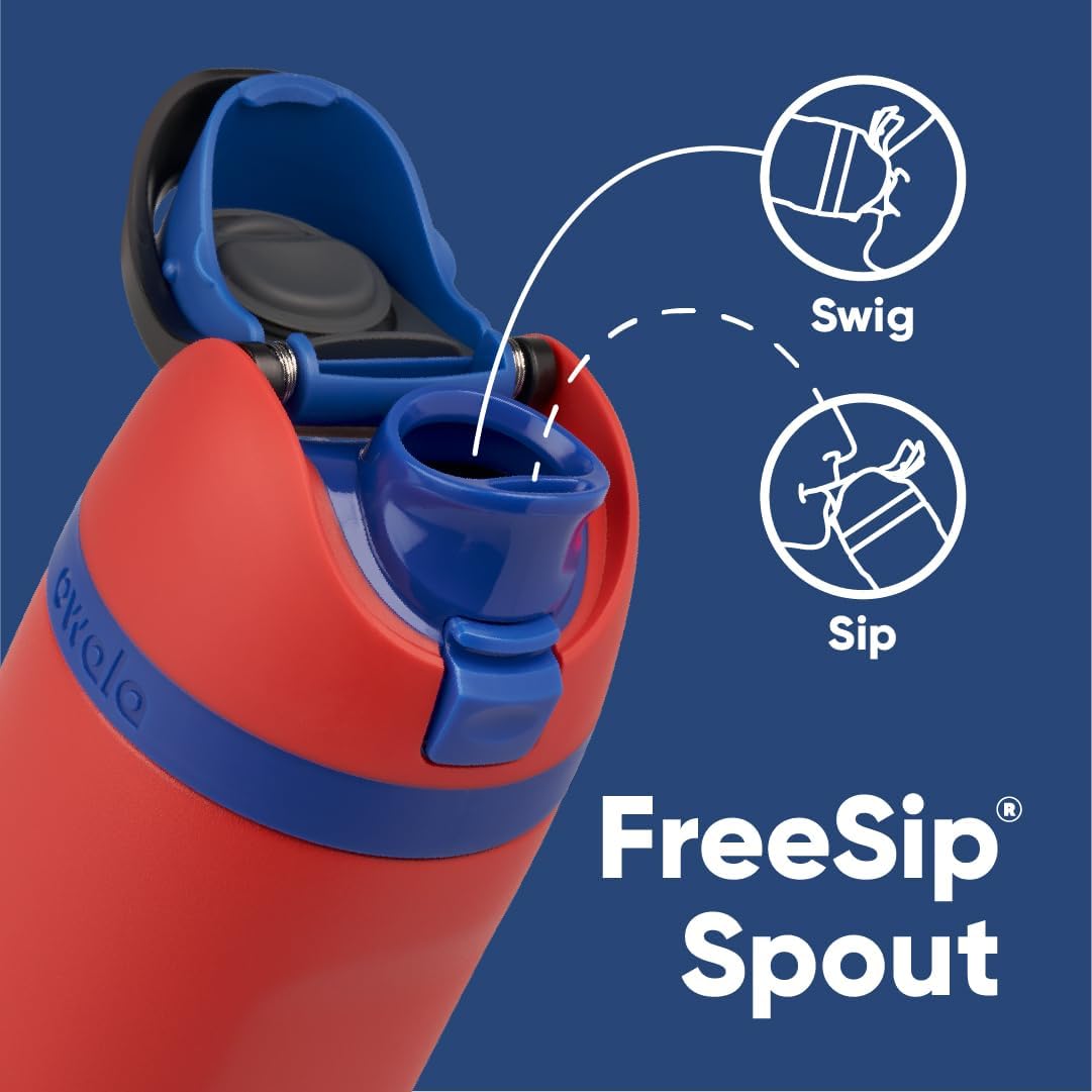 Freesip Botella de Agua de acero inoxidable con popote - Edición Marvel