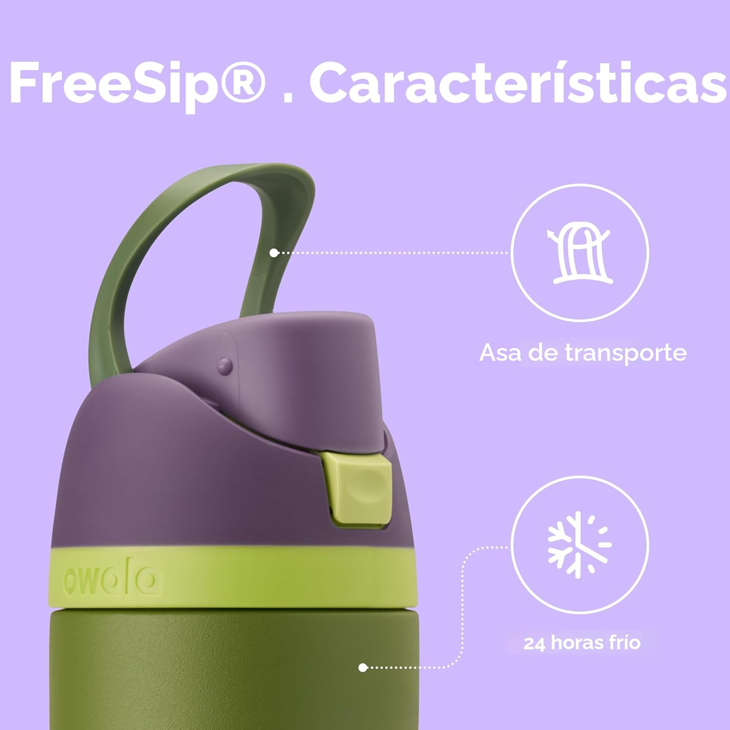 Freesip Botella de Agua de acero inoxidable con popote - Edición Marvel