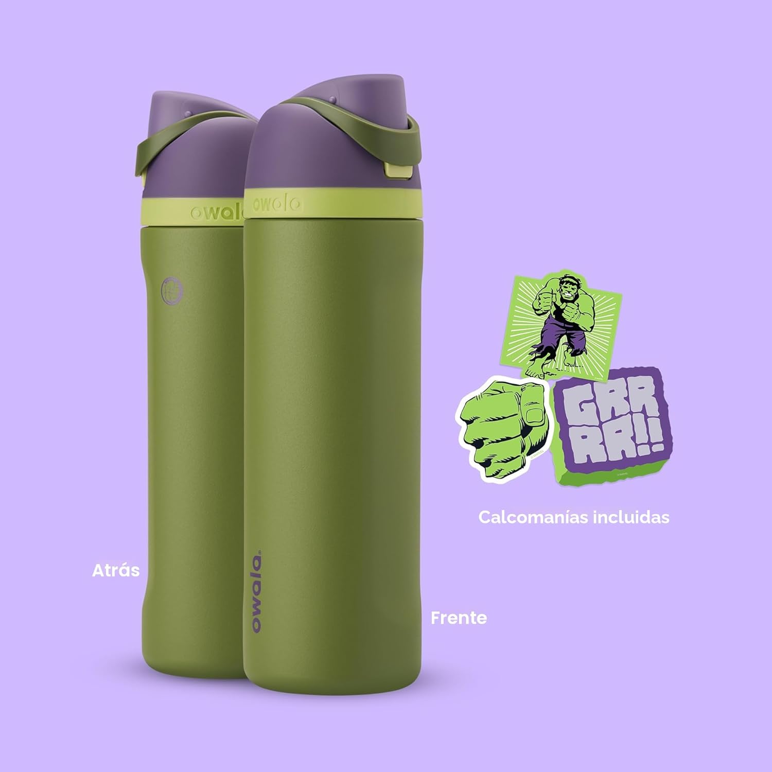 Freesip Botella de Agua de acero inoxidable con popote - Edición Marvel