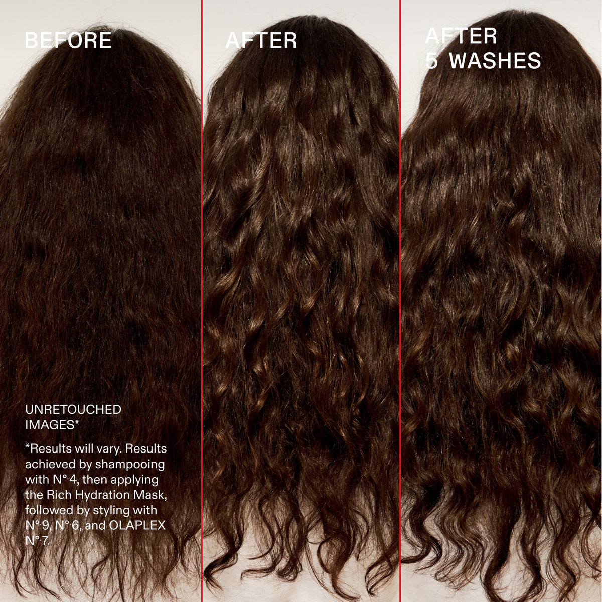 OLAPLEX Hydration Heroes Set — comparativa de cabello hidratado, imagen 2