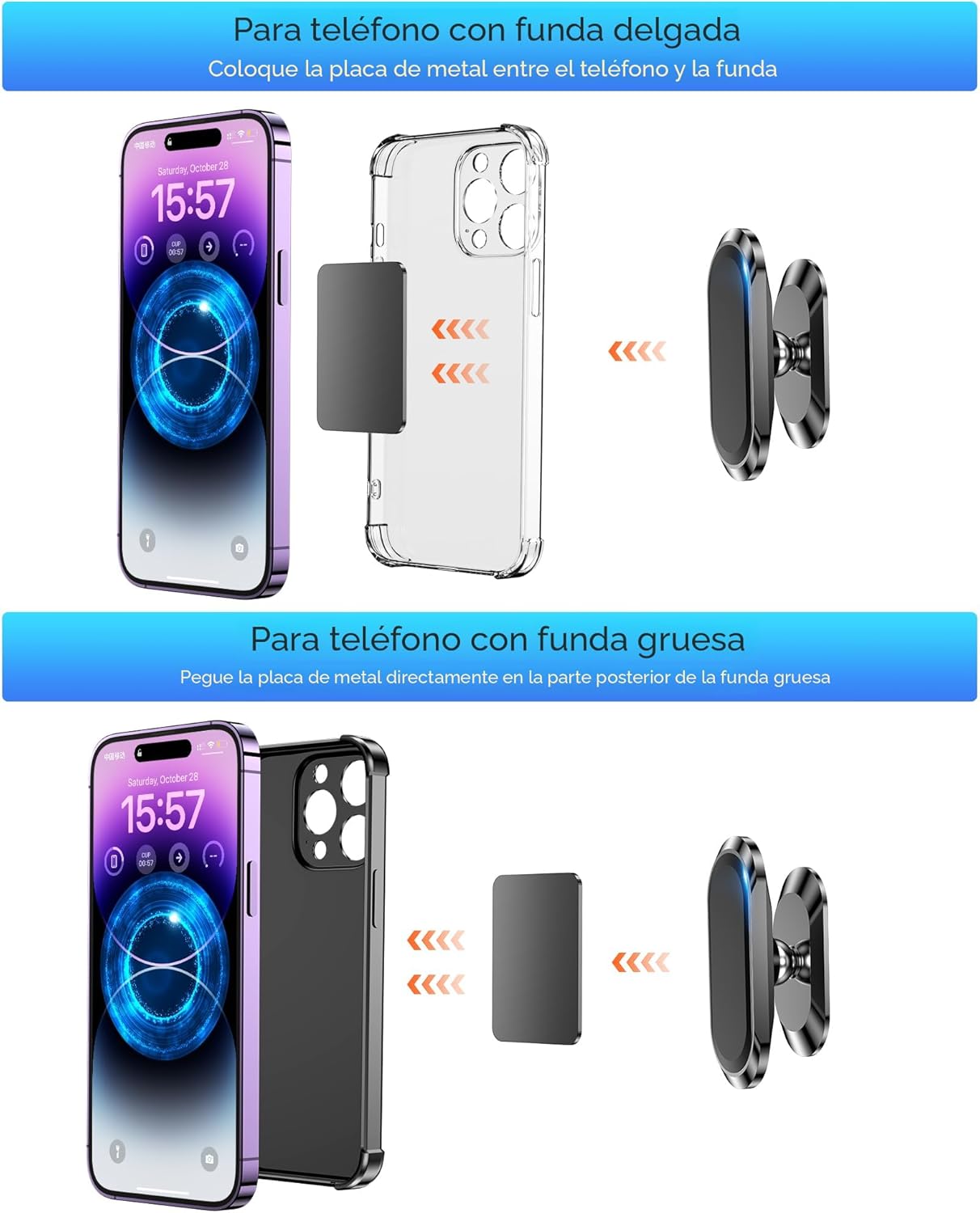 Soporte magnético de teléfono para el tablero del automóvil