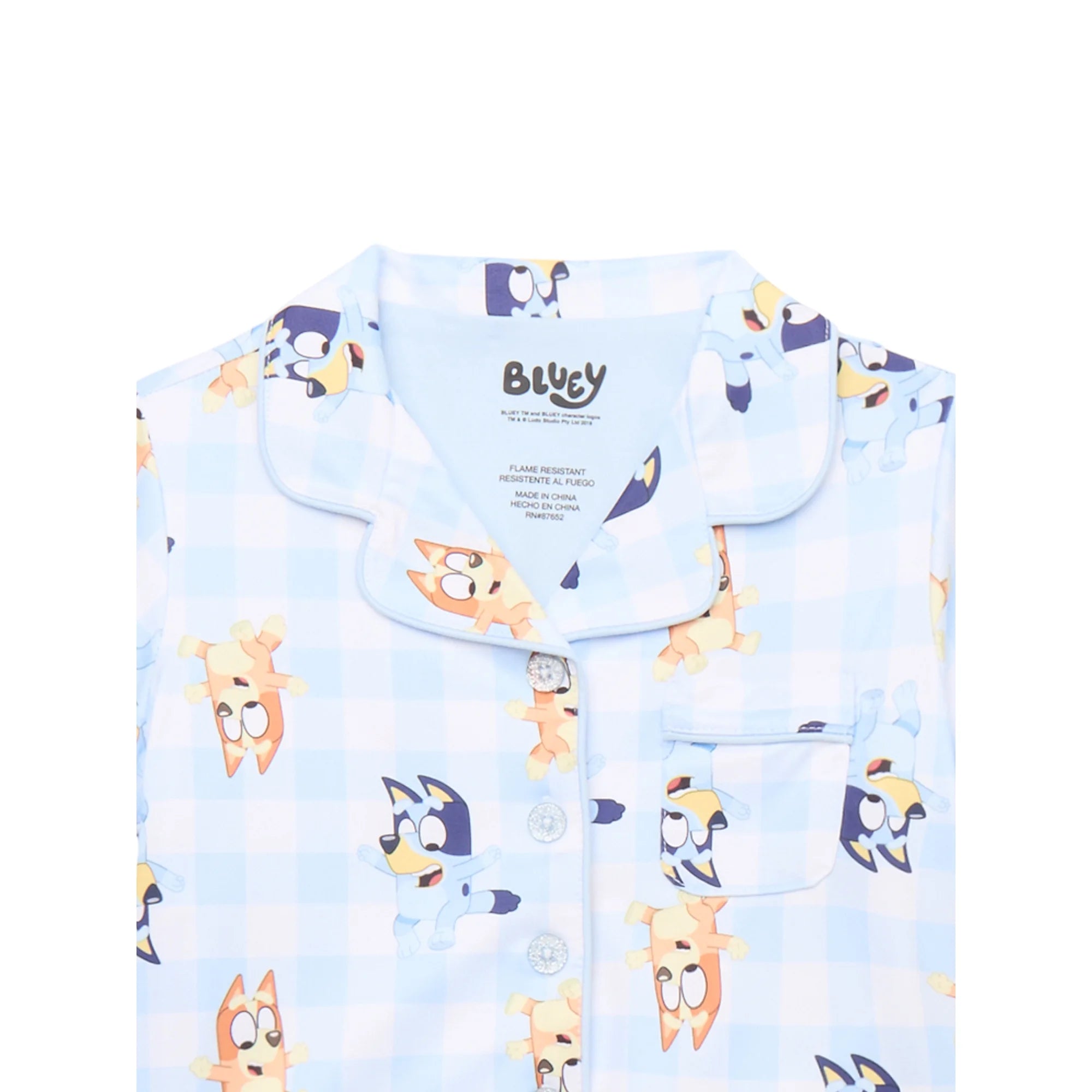 Girls Short Sleeve Button Down Top with Shorts, 2-Piece Pajama Set