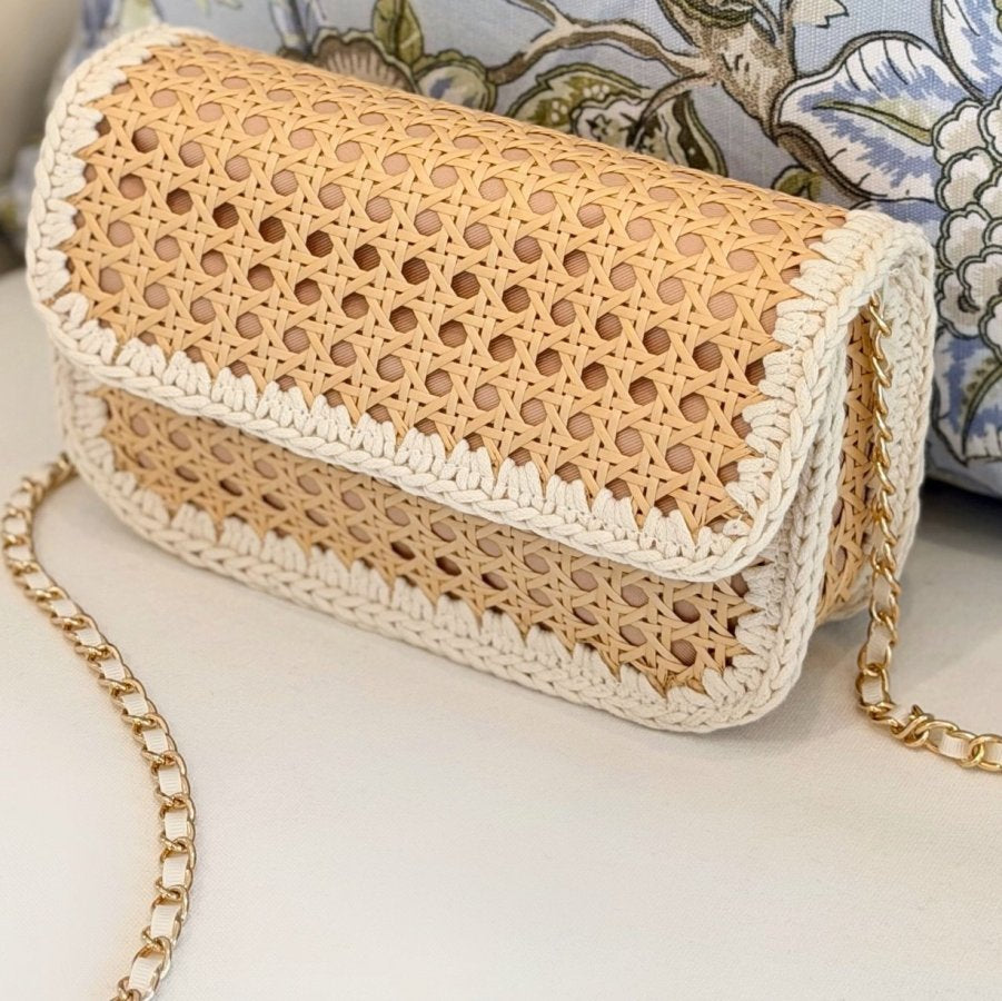 Straw Caning Crossbody Bag