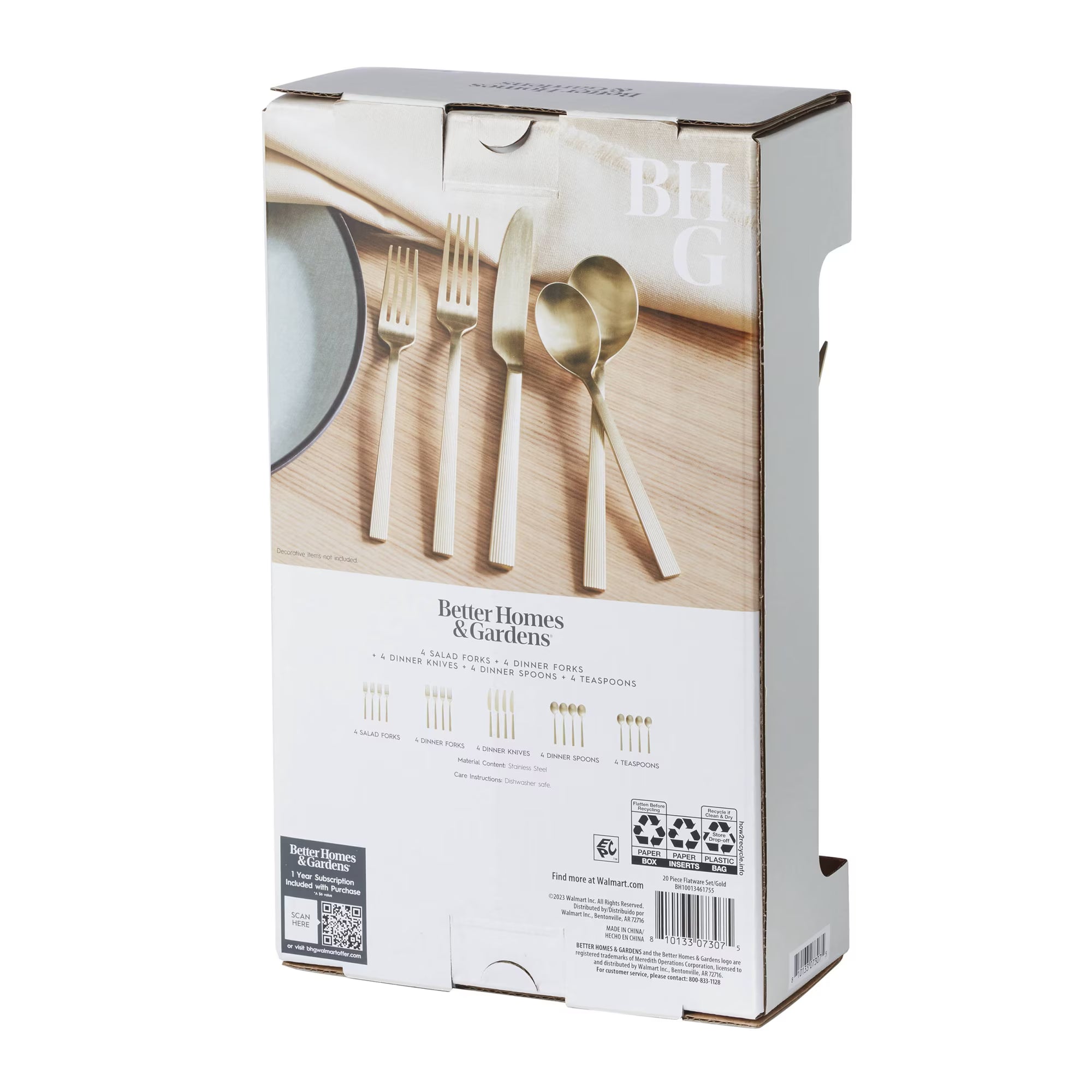 River 20-Piece Gold Stainless Steel Flatware Set with Handles
