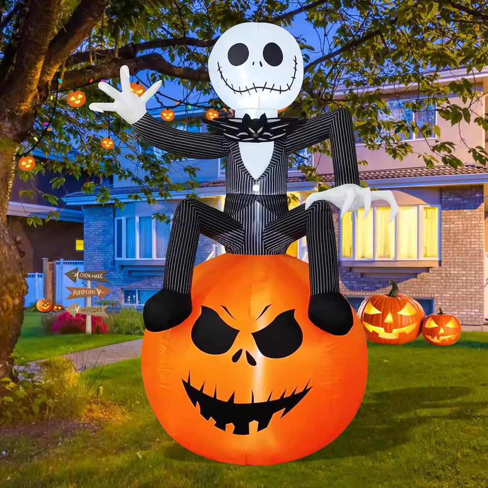 Decoración de Esqueleto en Calabaza LED Inflable de Halloween de 6 pies