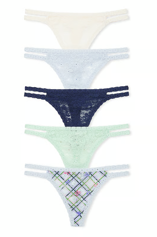 5-Pack Wink Lace Strappy Thong Panties