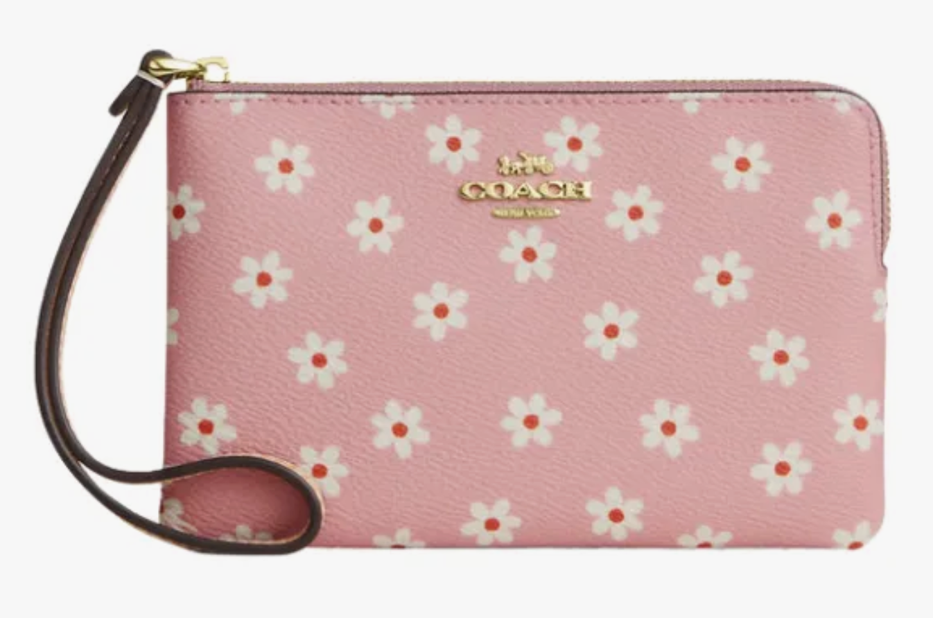 Corner Zip Wristlet With Floral