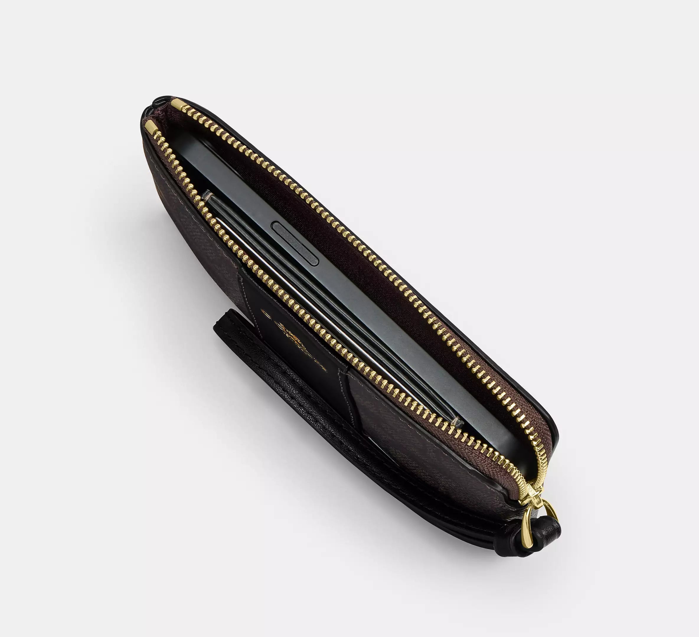 Corner Zip Wristlet In Signature Canvas With Stripe