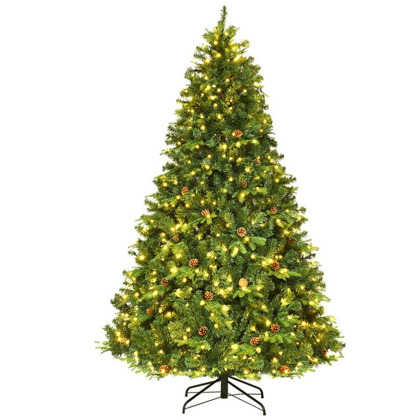 Árbol de Navidad de Pino Preiluminado con Bisagras y Luces LED Conos