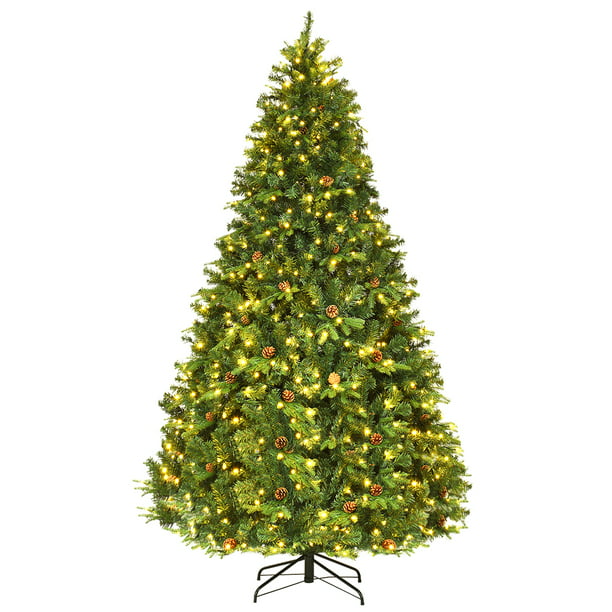 Árbol de Navidad de Pino Preiluminado con Bisagras y Luces LED Conos