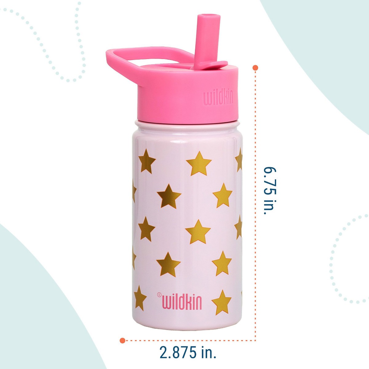 Termo Wildkin 14 oz para niños diseño Pink and Gold Stars, características #color_WIK Pink and Gold Stars