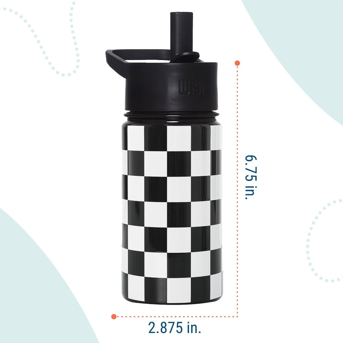 Termo Wildkin 14 oz para niños diseño Black and White Checkered, características #color_WIK Black and White Checkered