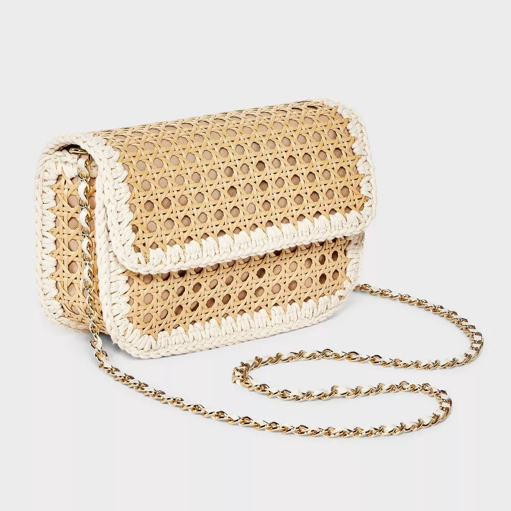 Straw Caning Crossbody Bag