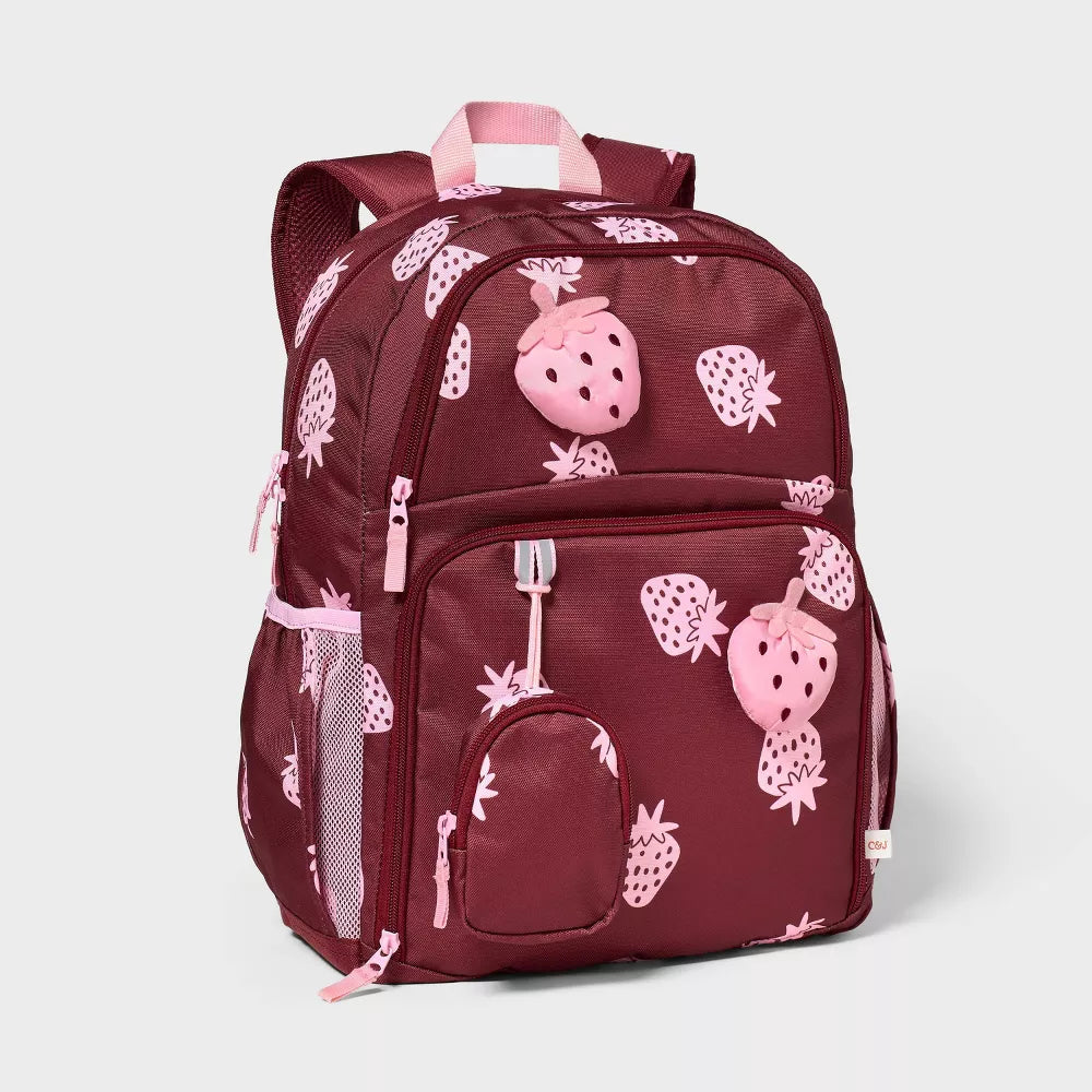 Mochila escolar Cat & Jack con 3 bolsillos exteriores y cintas reflejantes #color_CJ Strawberry