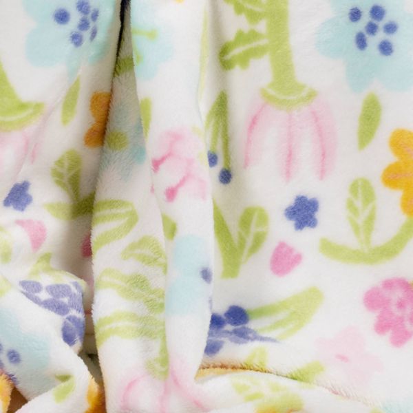 Floral Printed Plush Polyester Throw Blanket