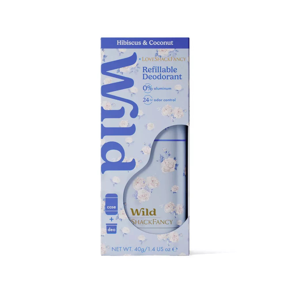 Desodorante sin aluminio Wild Cosmetics Hibiscus Coconut con estuche floral #Aroma_Hibiscus & Coconut
