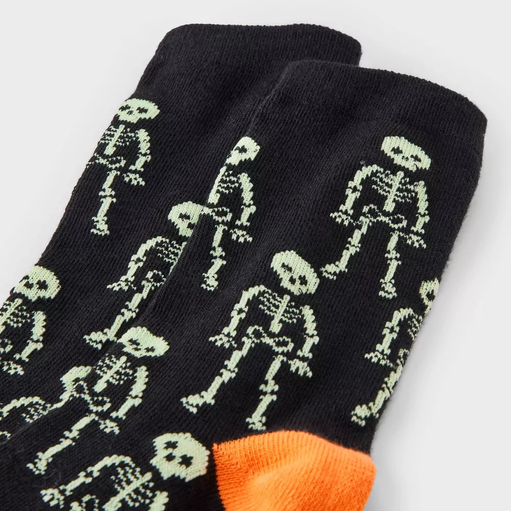 Women's Glow-in-the-Dark Skeletons Halloween Crew Socks