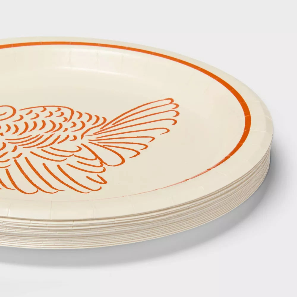 Platos de Papel Turkey Sketch Thanksgiving - 20 pz