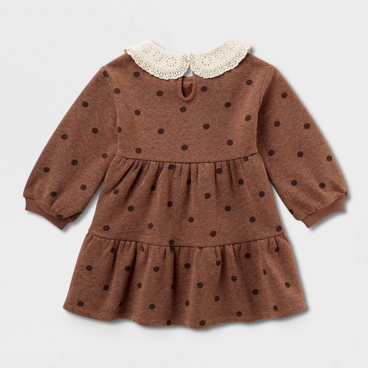 Cat & Jack vestido infantil café de fleece con lunares, detalle #color_CJ Brown