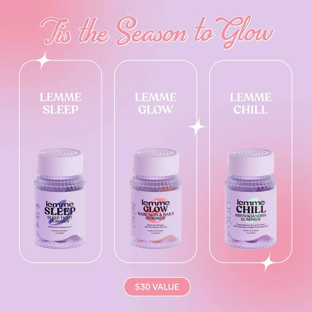 Lemme Holiday Glow Up Mini's Gift Set - Sleep Glow Chill - 3ct