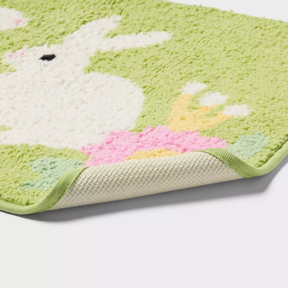 17"x24" Easter Bunny Bath Rug Green