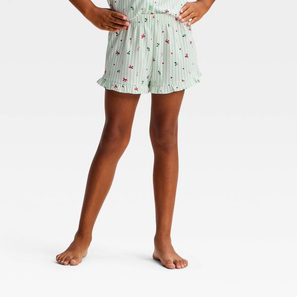Pijama infantil navideña Art Class a rayas verdes con motivos de temporada