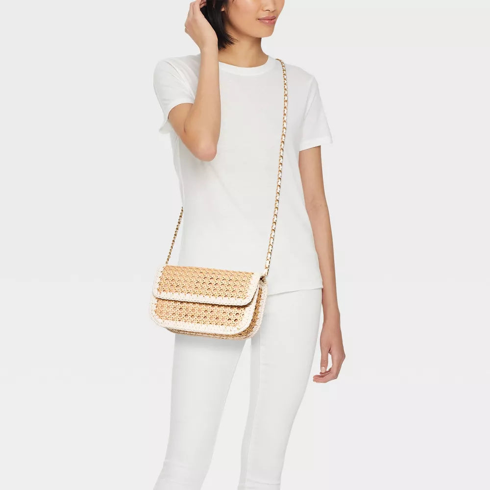 Straw Caning Crossbody Bag