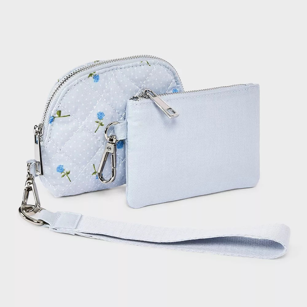 Girls' Floral Printed Quilted Wristlet Pouch