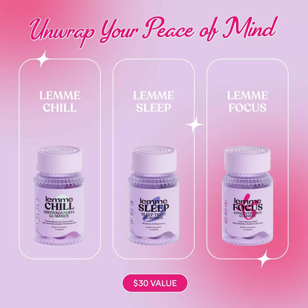 Lemme Holiday Reset Mini's Set - Sleep Chill Focus - 3ct