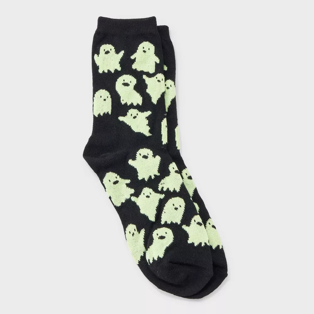 Women's Glow-in-the-Dark Ghosts Halloween Crew Socks