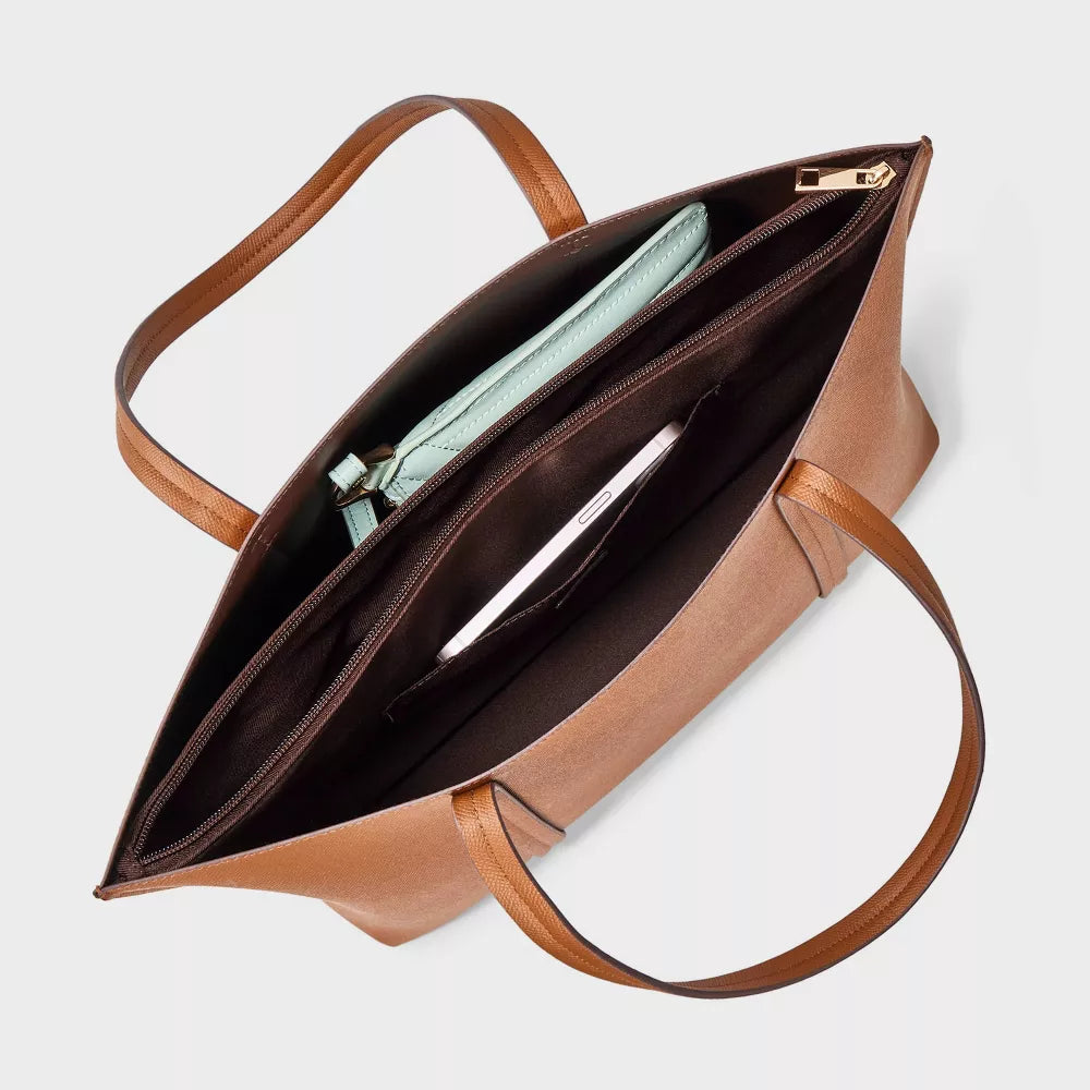 Triple Compartment Work Tote Handbag