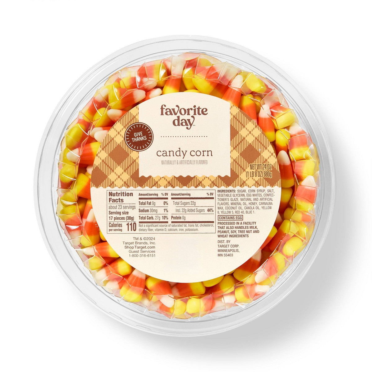 Bote Favorite Day Fall Harvest Candy Corn de 680 g con dulces de colores otoñales