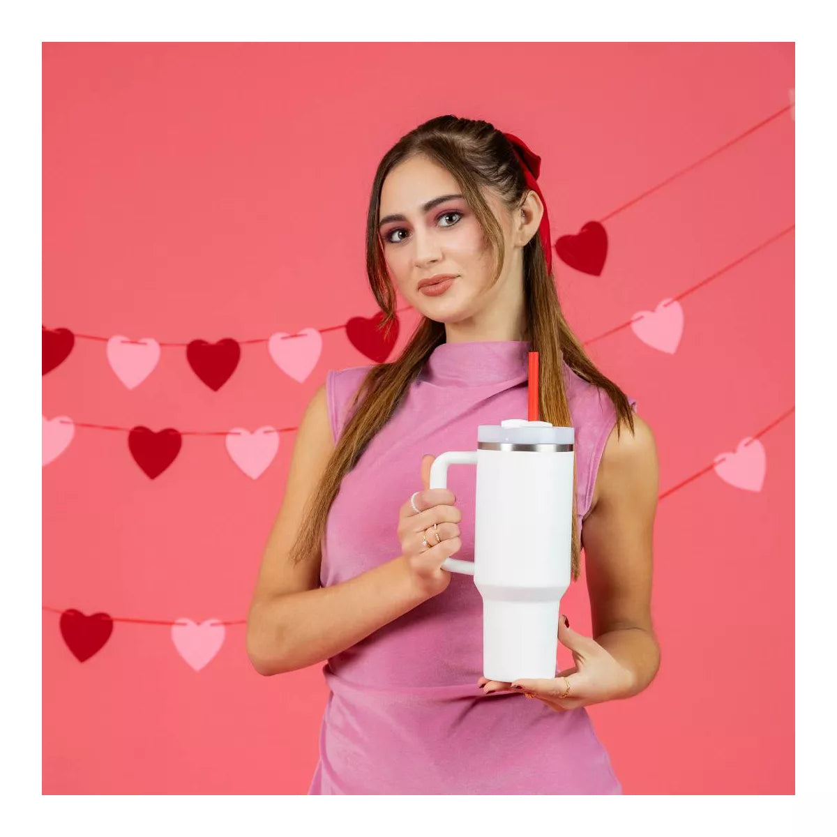 Galentines Water Bottle Straws 6 pz 40 oz
