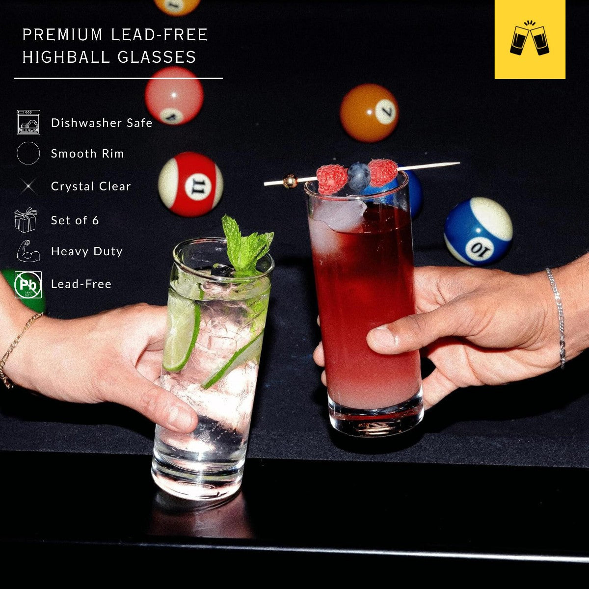 Vasos highball Tom Collins LEMONSODA para cócteles y bebidas
