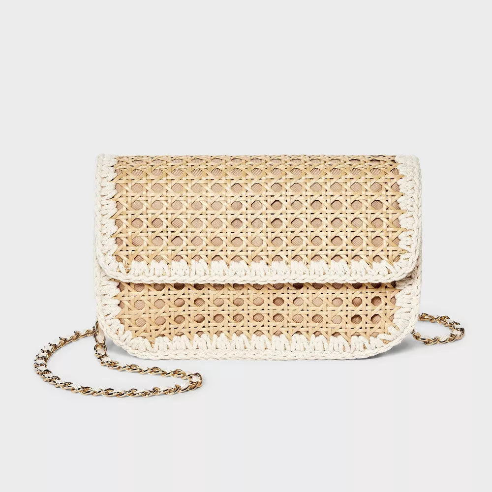 Straw Caning Crossbody Bag