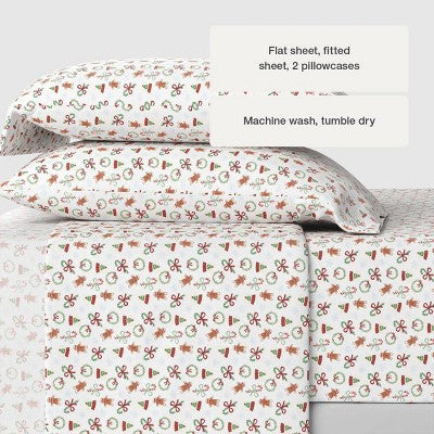 Wondershop Holiday Flannel Sheet Set, fotografía oficial del juego de sábanas, detalle 5 #color_WS Mini Icon