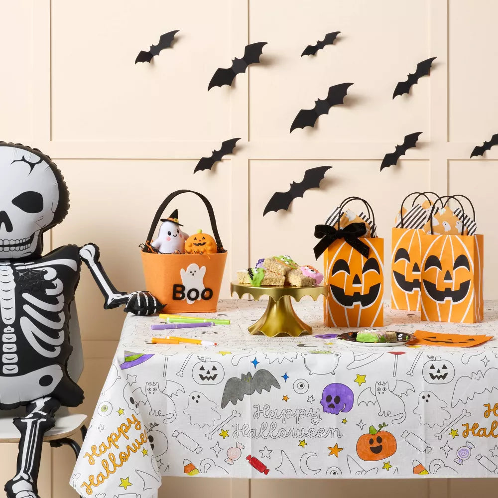 Halloween Color Your Own Table Cover Disposable White