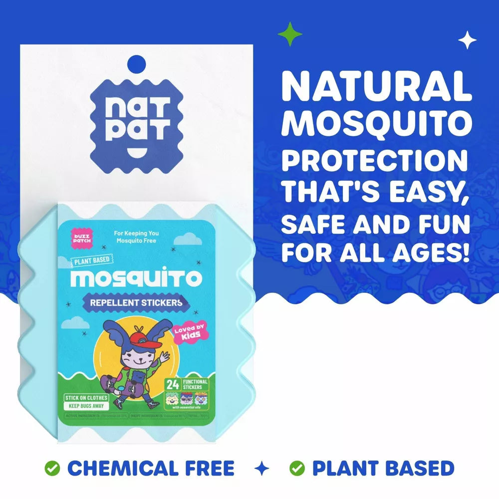 BuzzPatch" DEET‑Free Kids Mosquito Repellent Stickers: Citronella Scented