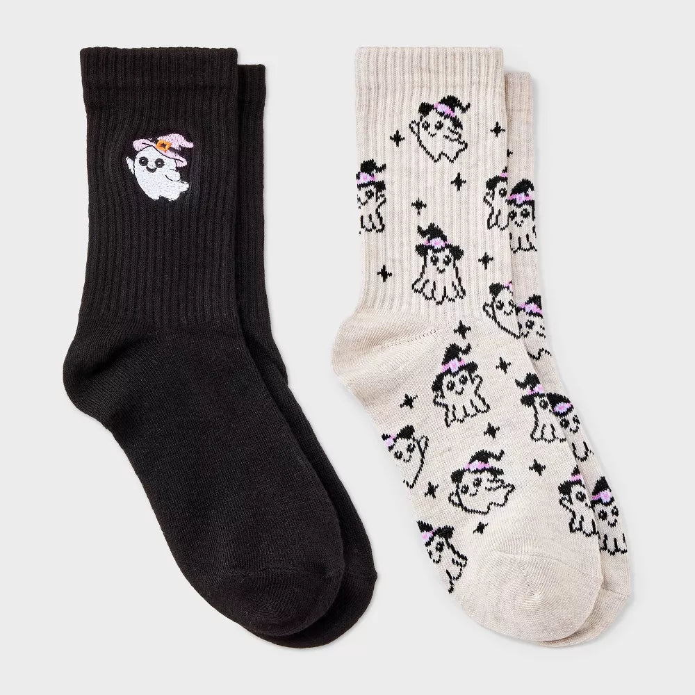 Girls' 2pk Halloween Ghost Socks