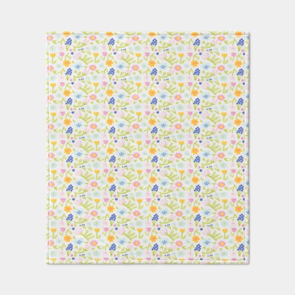 Floral Printed Plush Polyester Throw Blanket