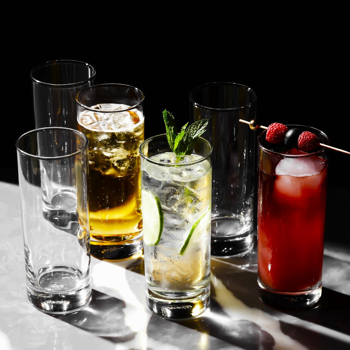 Vasos Tom Collins de vidrio sin plomo LEMONSODA detalles del set