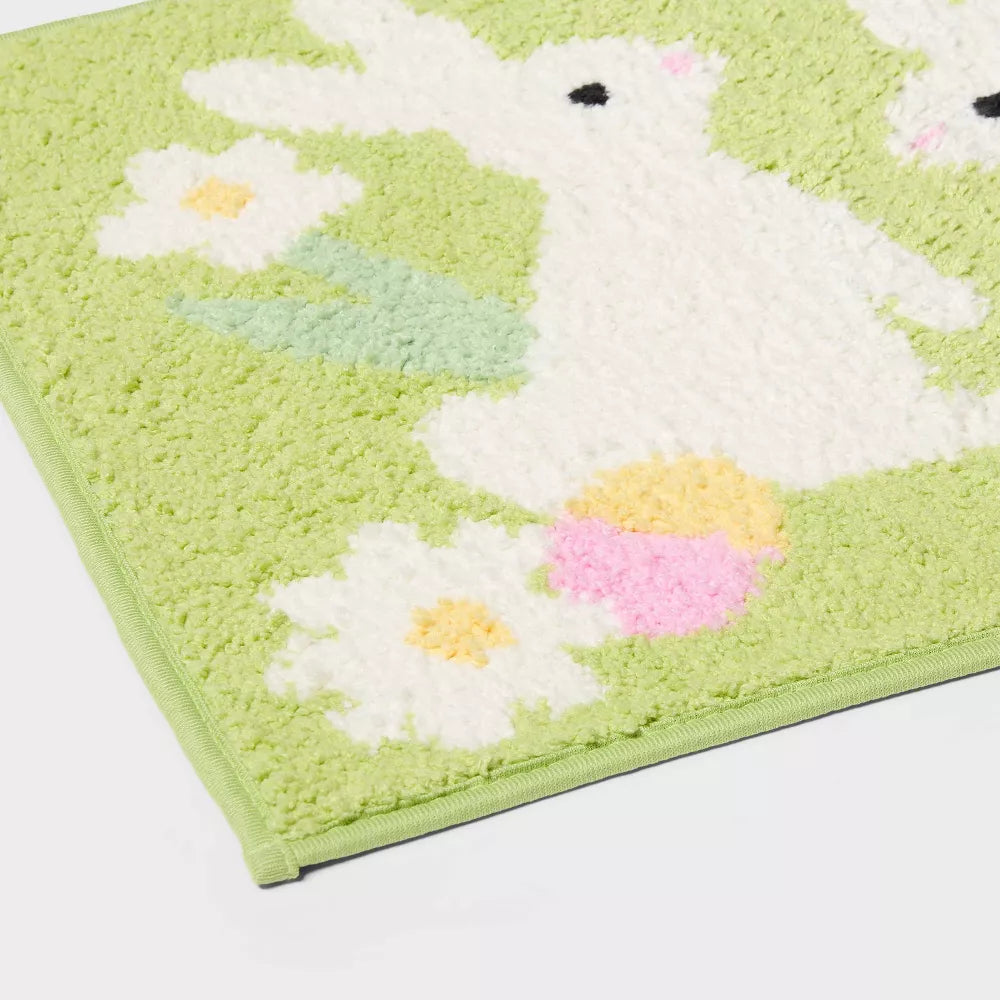 17"x24" Easter Bunny Bath Rug Green