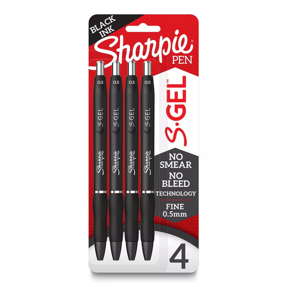 Sharpie S-Gel 4pk Gel Pens 0.5mm Fine Tip Black