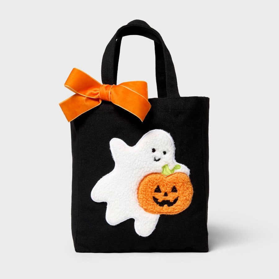 Bolsa negra Spritz con fantasma, calabaza y moño naranja #color_SPZ Black/Orange/White
