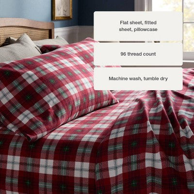 Threshold Holiday Flannel Sheet Set, fotografía oficial del juego de sábanas, detalle 7 #color_THRESHOLD Tartan