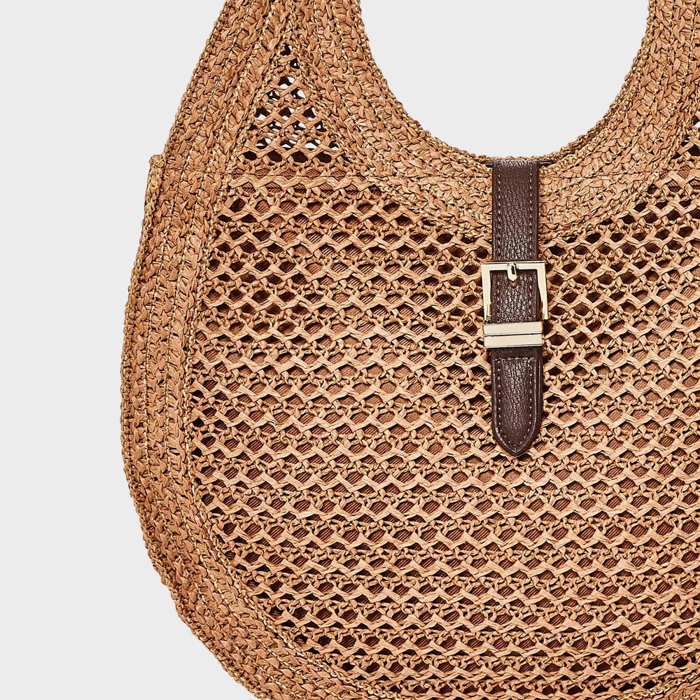 Straw Oval Shoulder Bag