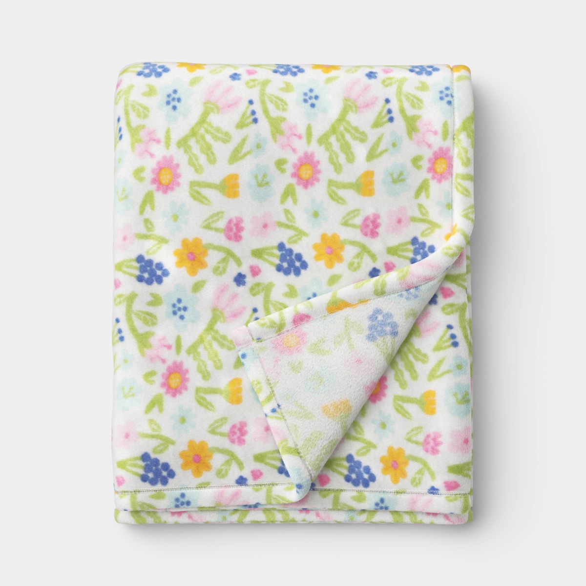 Floral Printed Plush Polyester Throw Blanket