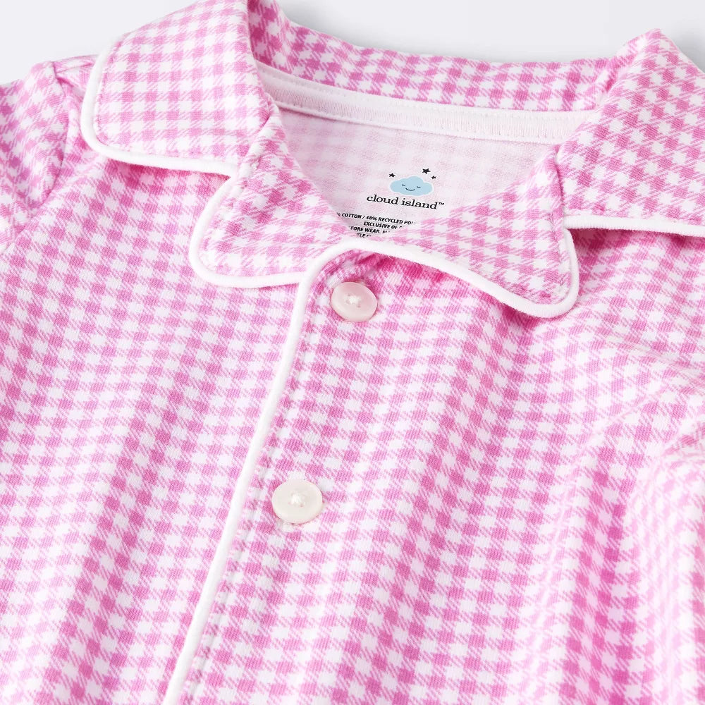 Mameluco rosa para bebé niña con botones frontales y cuello camisero Cloud Island