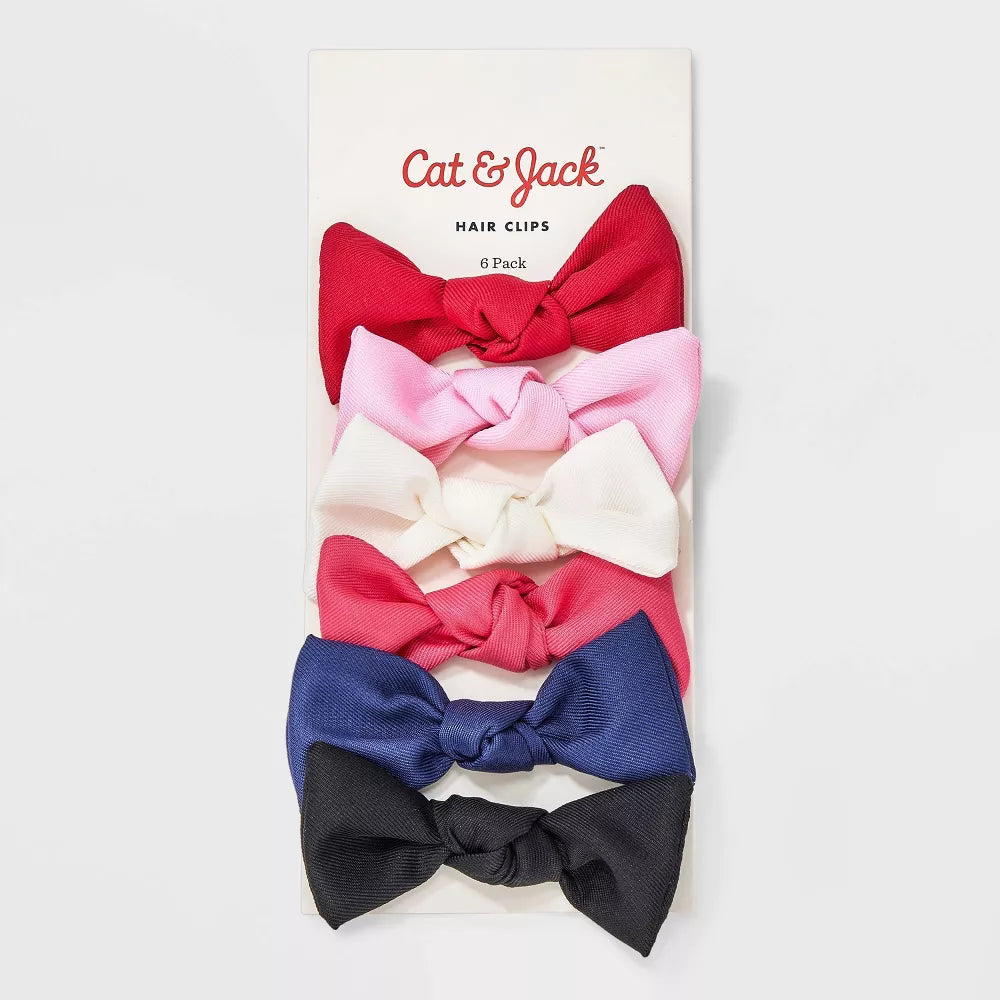 Bow Hair Clips - 6pk